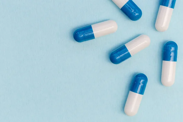 Close View Pills Bright Blue Background — Stock Photo, Image