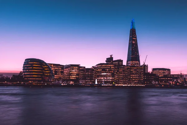 Moderno Skyline Della Città Londra Tramonto Sul Tamigi — Foto Stock