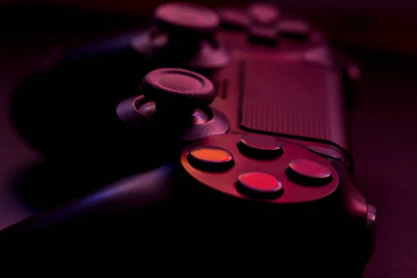 Nahaufnahme Des Videospiel Controllers Mit Licht — Stockfoto