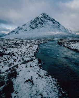 Dağ doğa manzara kış kar buz Glencoe İskoçya'da