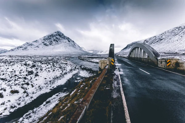 Campo Abierto Invierno Nieve Montaña Paisaje Glencoe Escocia — Foto de Stock