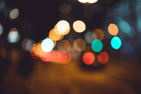 Abstract bokeh lights of city blurred night background
