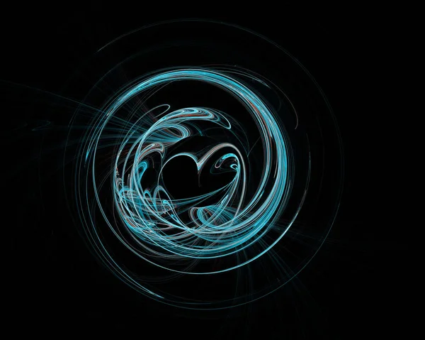 Abstract colorful technology or scientific background, computer-generated image. Fractal backdrop with tech style round and heart.