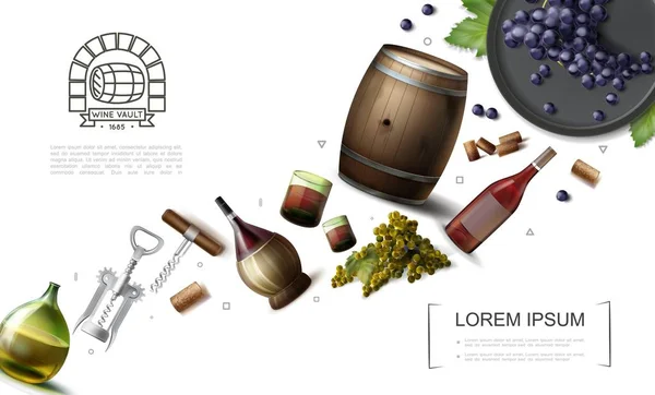Realistic Winemaking Elements Collection