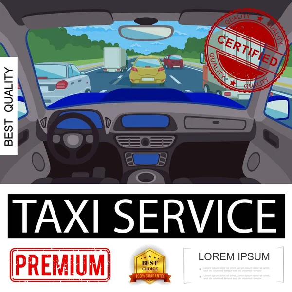 Flat Taxi Service Colorful Poster