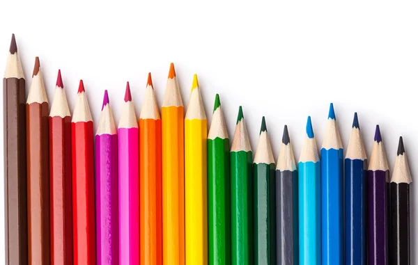 Sharpened Colored Pencils White Background Color Palette — Stock Photo, Image