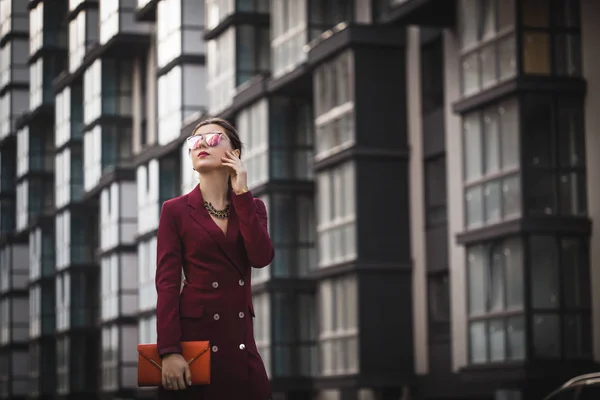 Business Woman Walking City Office Worker Downtown — Stock Photo, Image