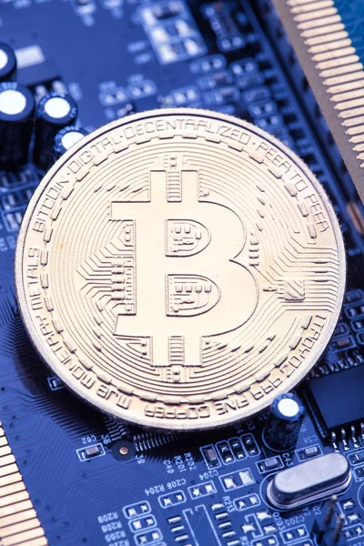 Bitcoin Blue Electronic Board Concept — Stock Photo, Image