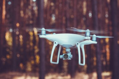 Drone quadrocopter ormandaki dijital fotoğraf makinesi ile