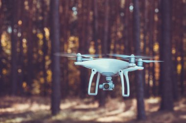 Drone quadrocopter ormandaki dijital fotoğraf makinesi ile