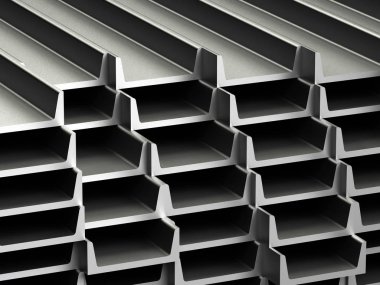 Birçok metal eşikleri stokunun. 3D render