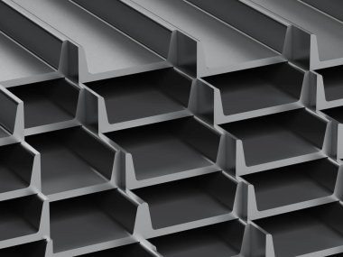 Birçok metal eşikleri stokunun. 3D render