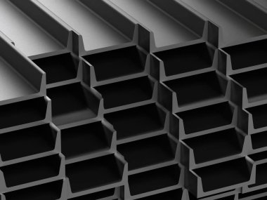 Birçok metal eşikleri stokunun. 3D render