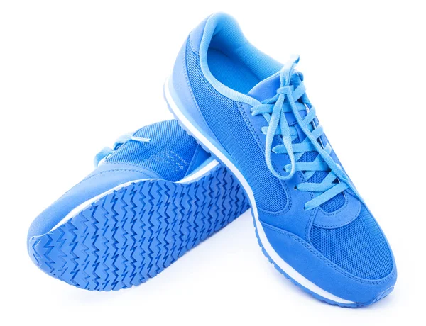 Paire Chaussures Sport Bleues Isolées Sur Fond Blanc — Photo