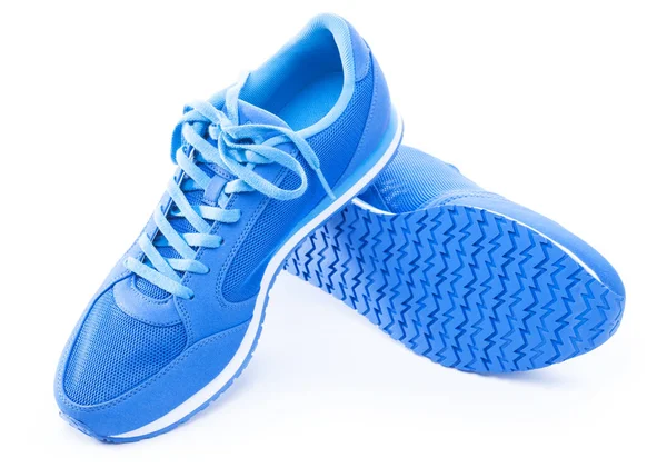 Paire Chaussures Sport Bleues Isolées Sur Fond Blanc — Photo