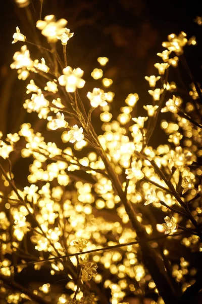 Fiori fatti di luce. Decorazione urbana di Natale — Foto Stock