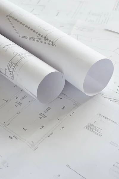 Detailed blueprints of a house Stock Photo