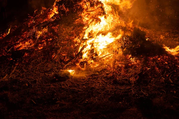 Detalles Las Cenizas Suelo Durante Incendio — Foto de Stock