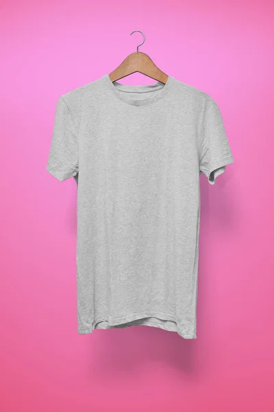 Grey Shirt Hanger Pink Background — Stock Photo, Image