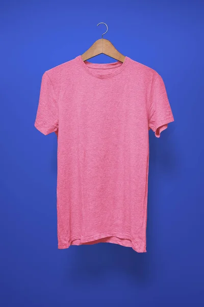 Pink Shirt Hanger Dark Blue Background — Stock Photo, Image