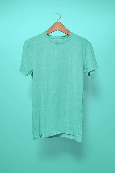 Turquoise Shirt Hanger Turquoise Background — Stock Photo, Image