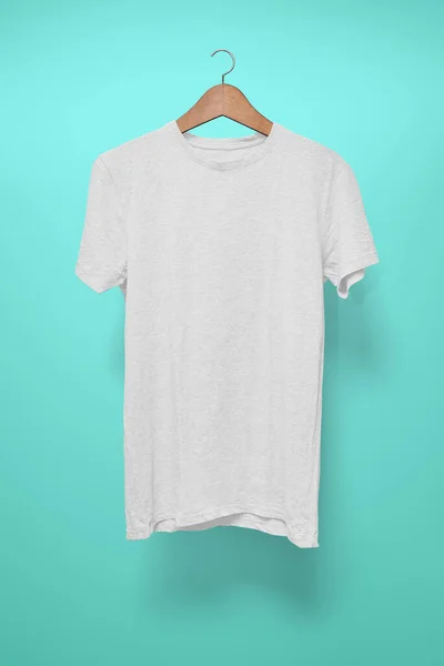 White Shirt Hanger Turquoise Background — Stock Photo, Image