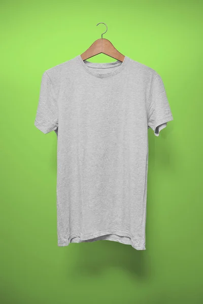 Grey Shirt Hanger Green Background — Stock Photo, Image