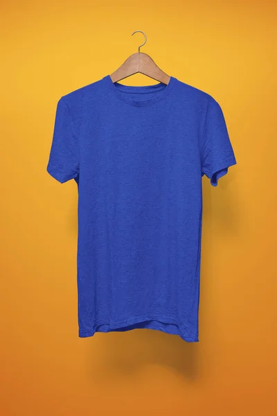 Dark Blue Shirt Hanger Orange Background — Stock Photo, Image