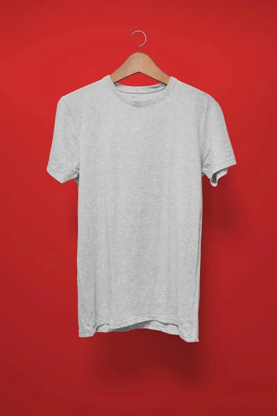 Grey Shirt Hanger Red Background — Stock Photo, Image