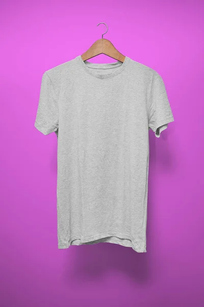 Grey Shirt Hanger Purple Background — Stock Photo, Image