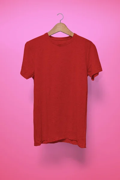 Red Shirt Hanger Pink Background — Stock Photo, Image