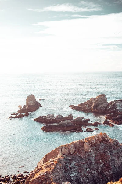 Landscape of a rocky cliff near the ocean in Loiba, Galicia