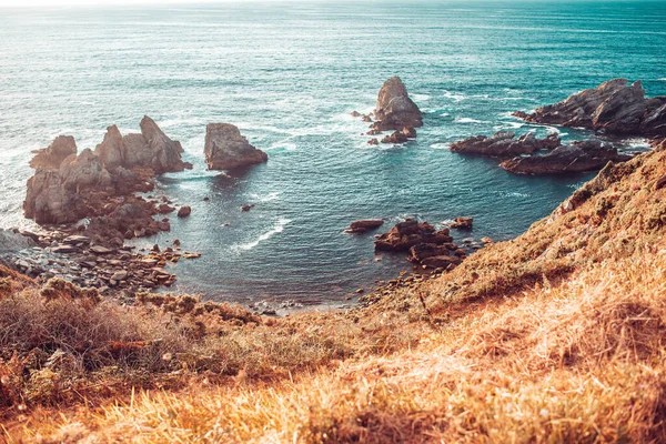 Paesaggio Una Scogliera Rocciosa Vicino All Oceano Loiba Galizia — Foto Stock