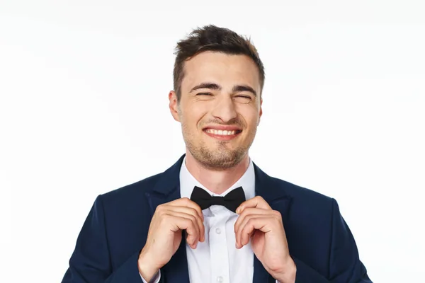 Young Handsome Businessman Bow Tie Isolated White — Stock Photo, Image