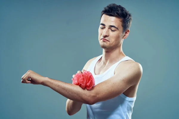 Jeune Homme Avec Débarbouillette — Photo