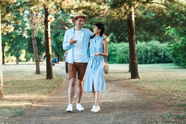 Young couple having fun in the park