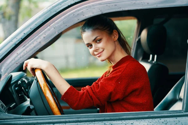 Young Beautiful Woman Driver Car — Stock Photo, Image