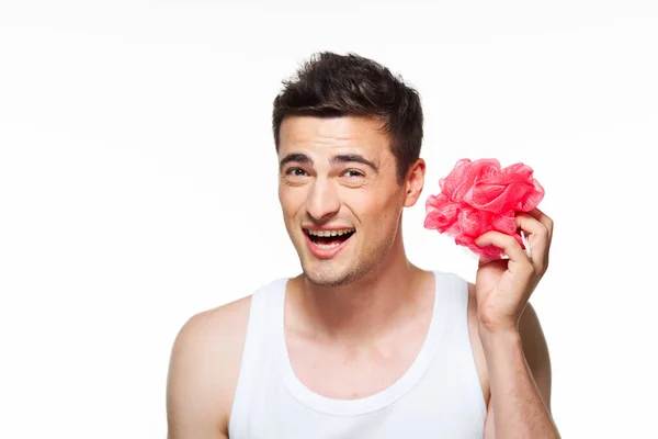 Young Man Washcloth — Stock Photo, Image