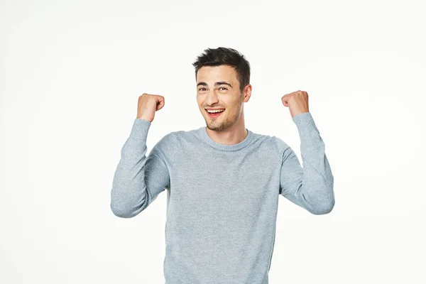 Young Man Fists Isolated White Background — Stock Photo, Image