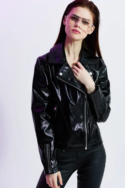 Young Beautiful Woman Jacket Posing Studio — Stock Photo, Image