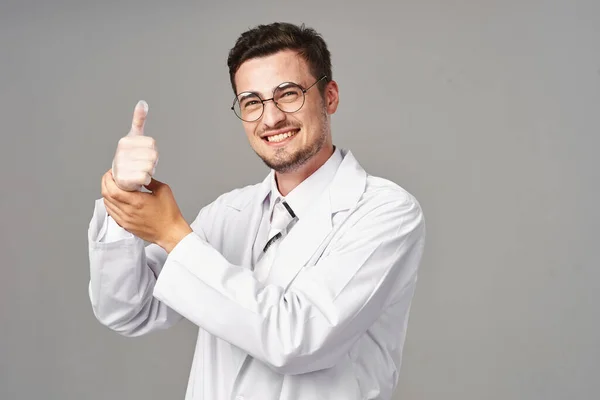 Studio Shot Young Doctor Glove Isolated Background — Stock Photo, Image