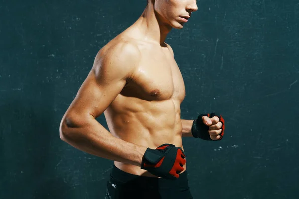 Studio Shot Male Bodybuilder Young Athlete Posing — Stock Photo, Image