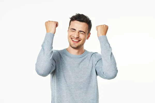 Young Handsome Man Fists Isolated White Background — Stock Photo, Image