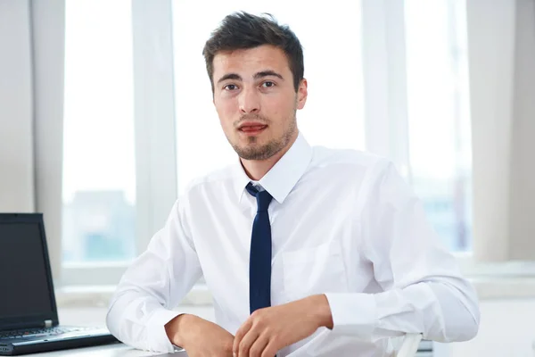 Young Handsome Businessman Laptop Computer Office — Stock Photo, Image