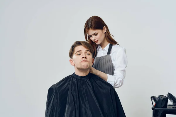 Woman Hairdresser Working Client Salon — Stock Photo, Image