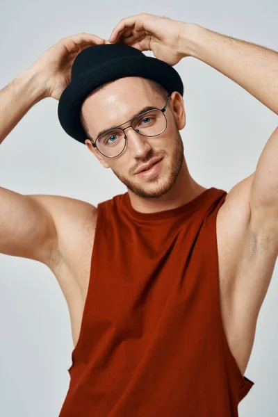 Young Handsome Man Posing Studio Isolated Background — Stock Photo, Image