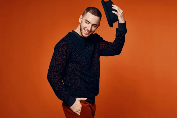 Young Handsome Man Posing Studio Isolated Background — Stock Photo, Image