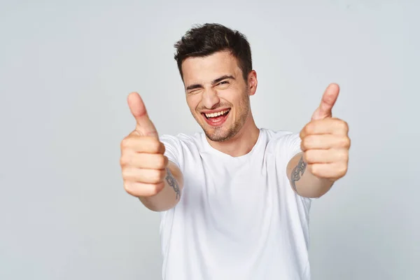 Young Handsome Man Thumbs — Stock Photo, Image