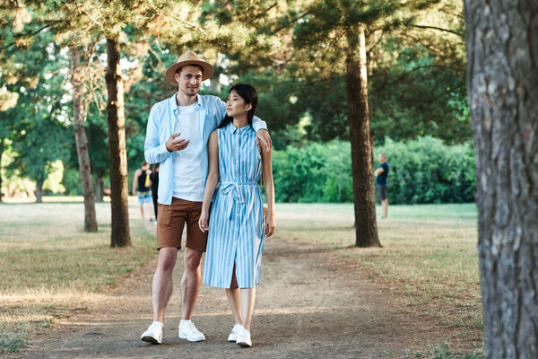 Young couple having fun in the park