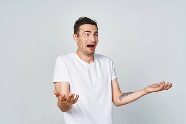 Young Man Crying Studio Isolated White Background — Stock Photo, Image